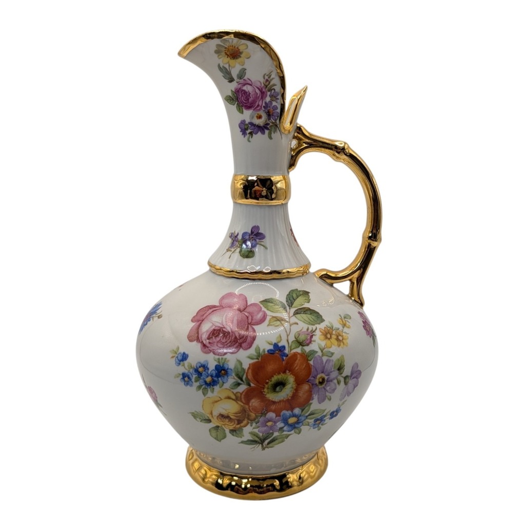 Vintage Limoges Pastaud Pircher Hand Painted Floral Pattern Heavy‎ Gold Trim